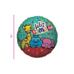 GLOBO 18 METÁLICO FELIZ CUMPLE TEMATICA ZOO