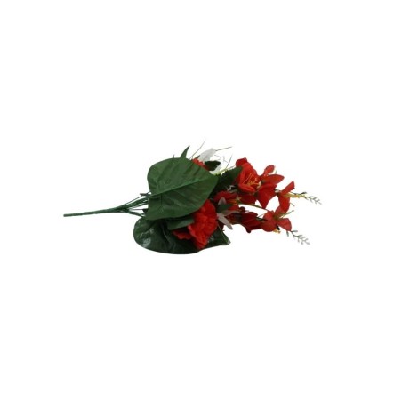 RAMO DE FLORES Y FOLLAJE MIXTO ROJO X10