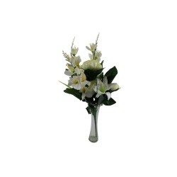 RAMO DE FLORES Y FOLLAJE MIXTO BEIGE X10