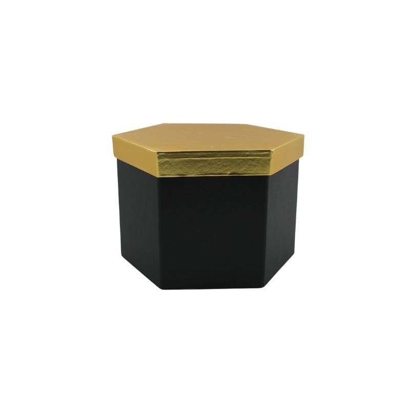CAJA HEXAGONAL NEGRA/ORO