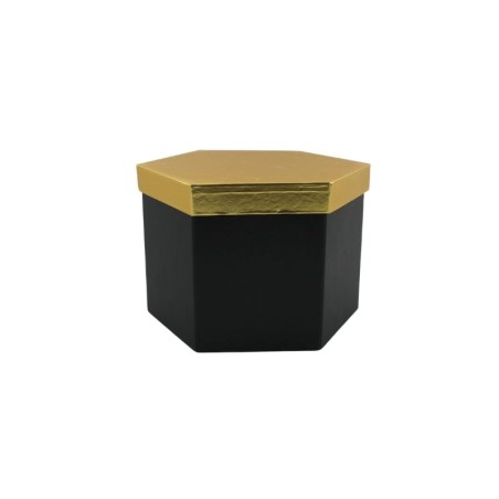 CAJA HEXAGONAL NEGRA/ORO