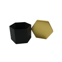 CAJA HEXAGONAL NEGRA/ORO