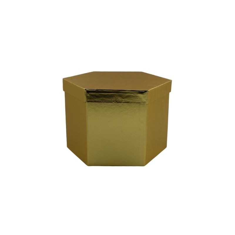 CAJA HEXAGONAL DORADA