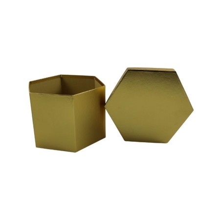 CAJA HEXAGONAL DORADA
