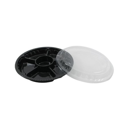 CHAROLA BOTANERA NEGRA CON TAPADERA TRANSPARENTE