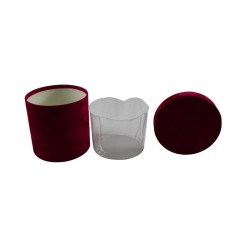 CAJA REDONDA DE TERCIOPELO 16 CM ROJA