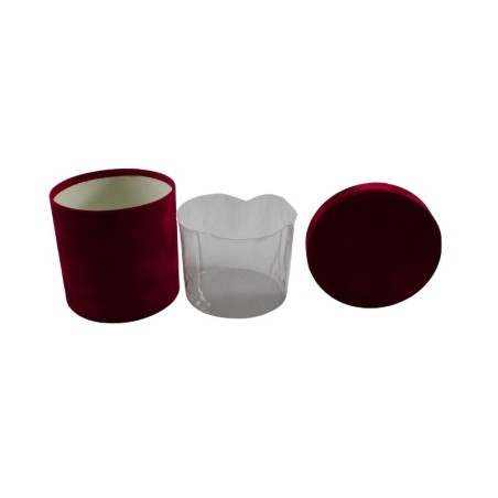 CAJA REDONDA DE TERCIOPELO 16 CM ROJA