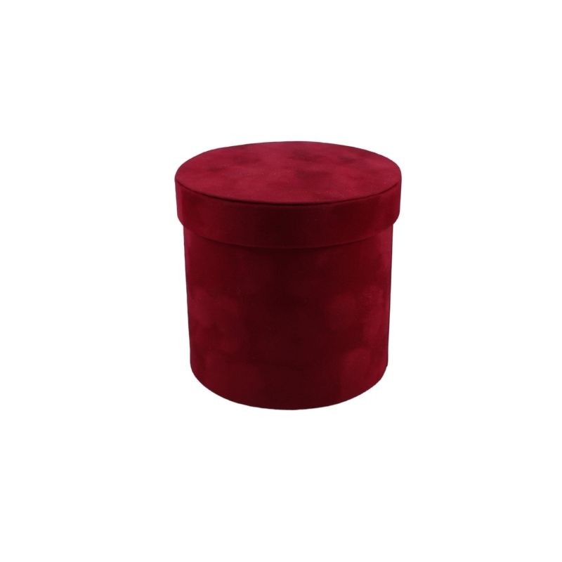 CAJA REDONDA DE TERCIOPELO 18 CM ROJA