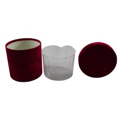 CAJA REDONDA DE TERCIOPELO 18 CM ROJA