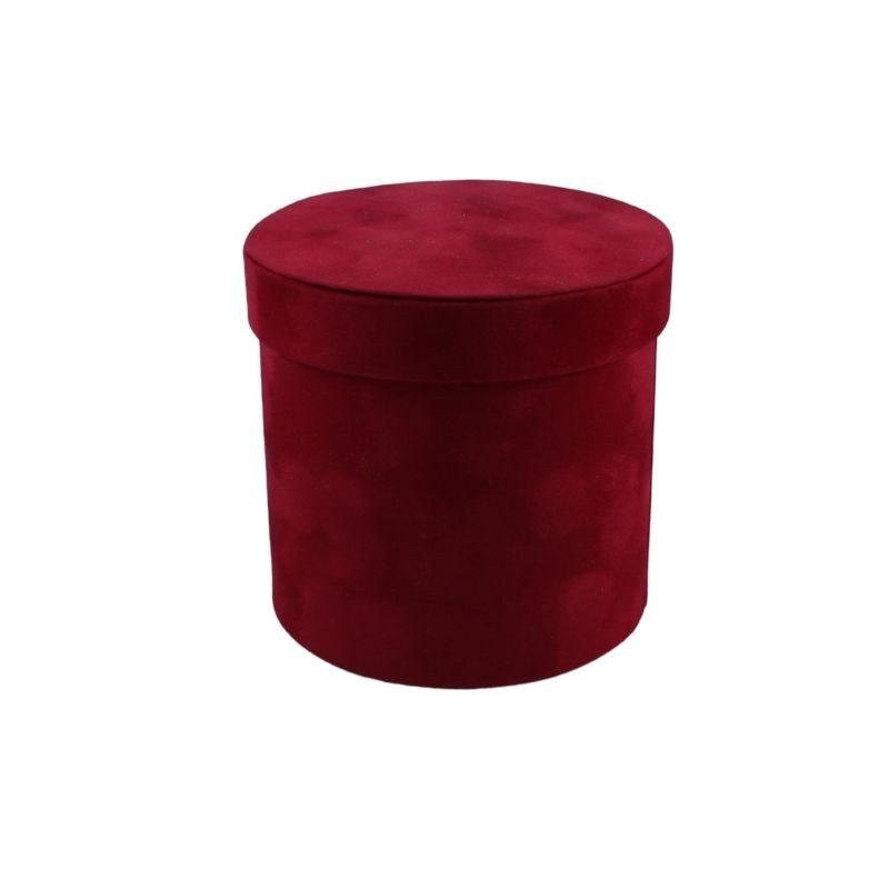 CAJA REDONDA DE TERCIOPELO 20 CM ROJA