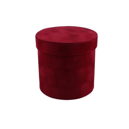 CAJA REDONDA DE TERCIOPELO 20 CM ROJA