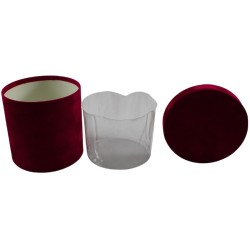 CAJA REDONDA DE TERCIOPELO 20 CM ROJA