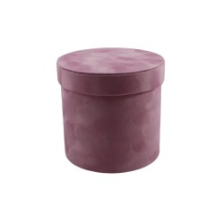 CAJA REDONDA DE TERCIOPELO 20 CM ROSA
