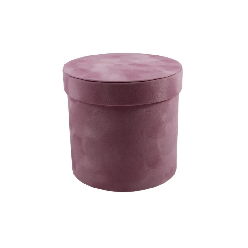 CAJA REDONDA DE TERCIOPELO 20 CM ROSA
