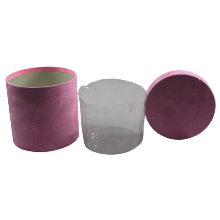 CAJA REDONDA DE TERCIOPELO 20 CM ROSA