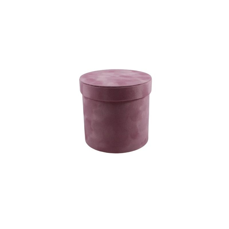 CAJA REDONDA DE TERCIOPELO 16 CM ROSA