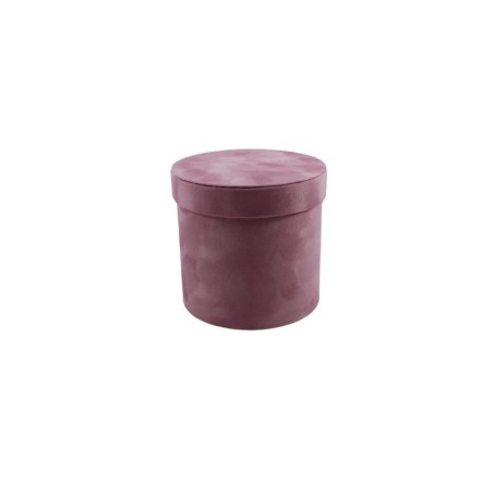 CAJA REDONDA DE TERCIOPELO 16 CM ROSA