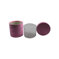 CAJA REDONDA DE TERCIOPELO 16 CM ROSA
