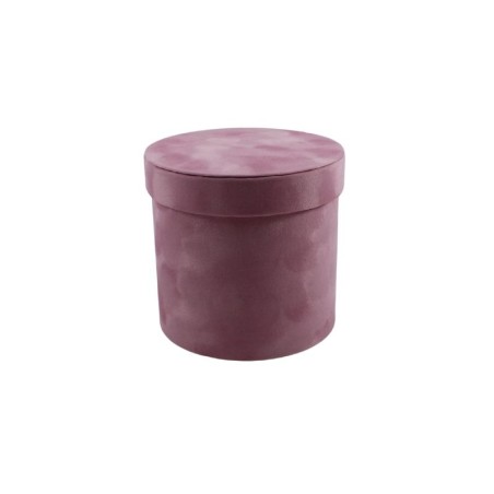 CAJA REDONDA DE TERCIOPELO 18 CM ROSA