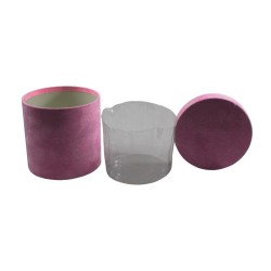 CAJA REDONDA DE TERCIOPELO 18 CM ROSA