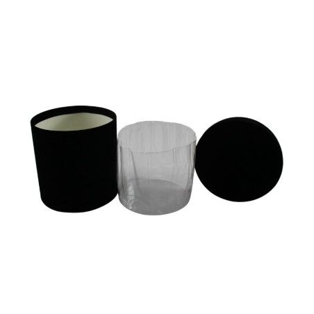 CAJA REDONDA DE TERCIOPELO 18 CM NEGRO