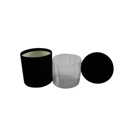 CAJA REDONDA DE TERCIOPELO 16 CM NEGRO