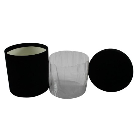CAJA REDONDA DE TERCIOPELO 2O CM NEGRO