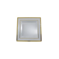 PLATO CUADRADO BLANCO FILO DORADO 6.5