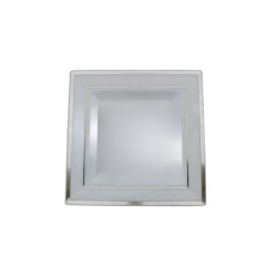 PLATO CUADRADO BLANCO FILO PLATEADO 6.5