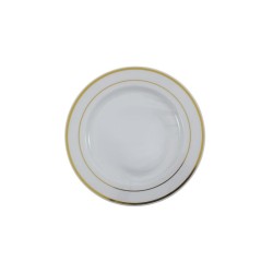 PLATO REDONDO BLANCO FILO DORADO 7