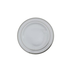 PLATO REDONDO BLANCO FILO PLATEADO 7