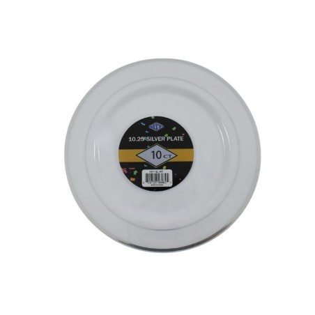 PLATO REDONDO BLANCO FILO PLATEADO 10.25