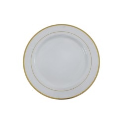 PLATO REDONDO BLANCO FILO DORADO 10.25