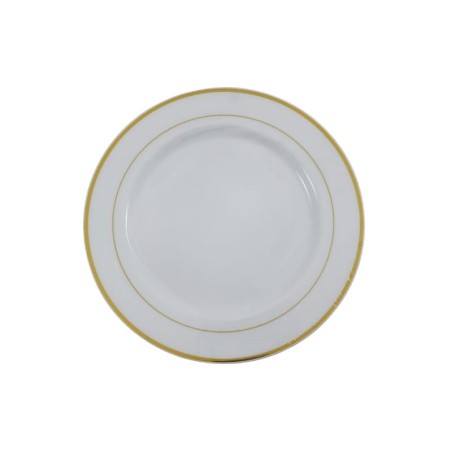 PLATO REDONDO BLANCO FILO DORADO 10.25