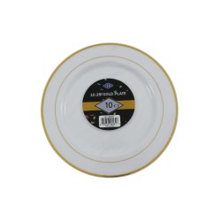 PLATO REDONDO BLANCO FILO DORADO 10.25