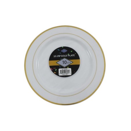 PLATO REDONDO BLANCO FILO DORADO 10.25