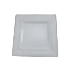 PLATO CUADRADO BLANCO FILO PLATEADO 9.5