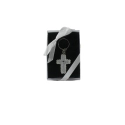 LLAVERO DE CRUZ BLANCO/PLATA