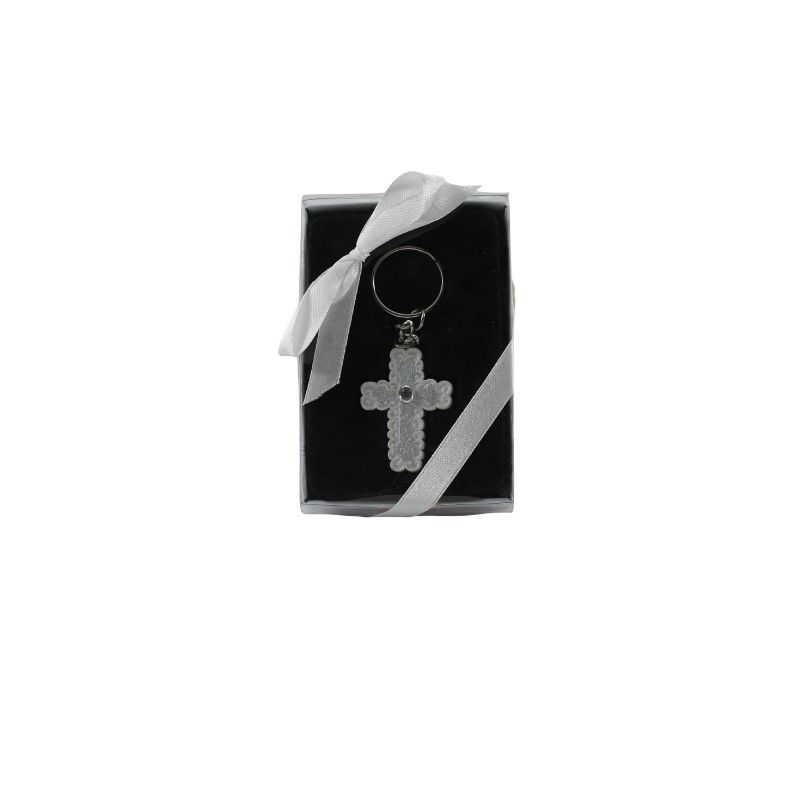 LLAVERO DE CRUZ BLANCO/PLATA