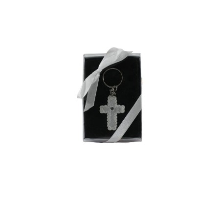 LLAVERO DE CRUZ BLANCO/PLATA