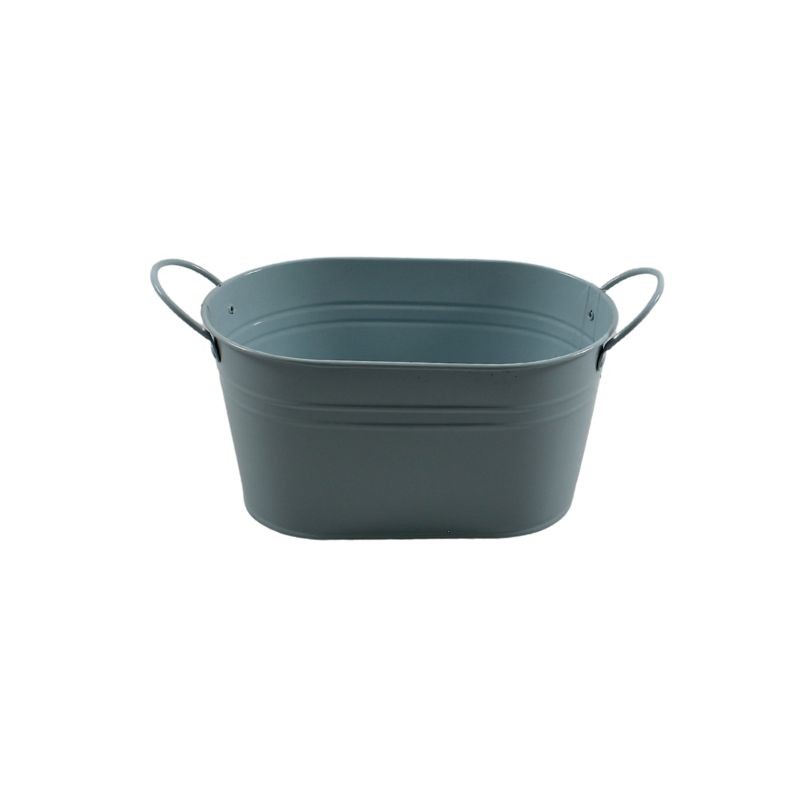 MACETA METÁLICA OVALADA AZUL