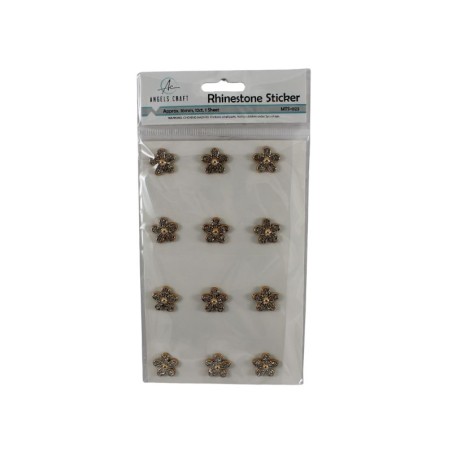 STICKER FLOR 16MM DORADA 12PZS
