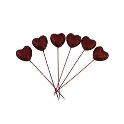 CORAZON PICK ROJO GLITTER 2.5 6PZS