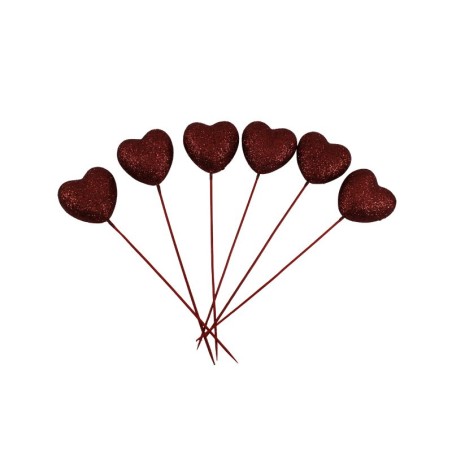 CORAZON PICK ROJO GLITTER 2.5 6PZS