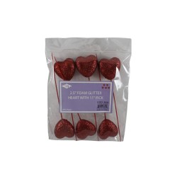 CORAZON PICK ROJO GLITTER 2.5 6PZS