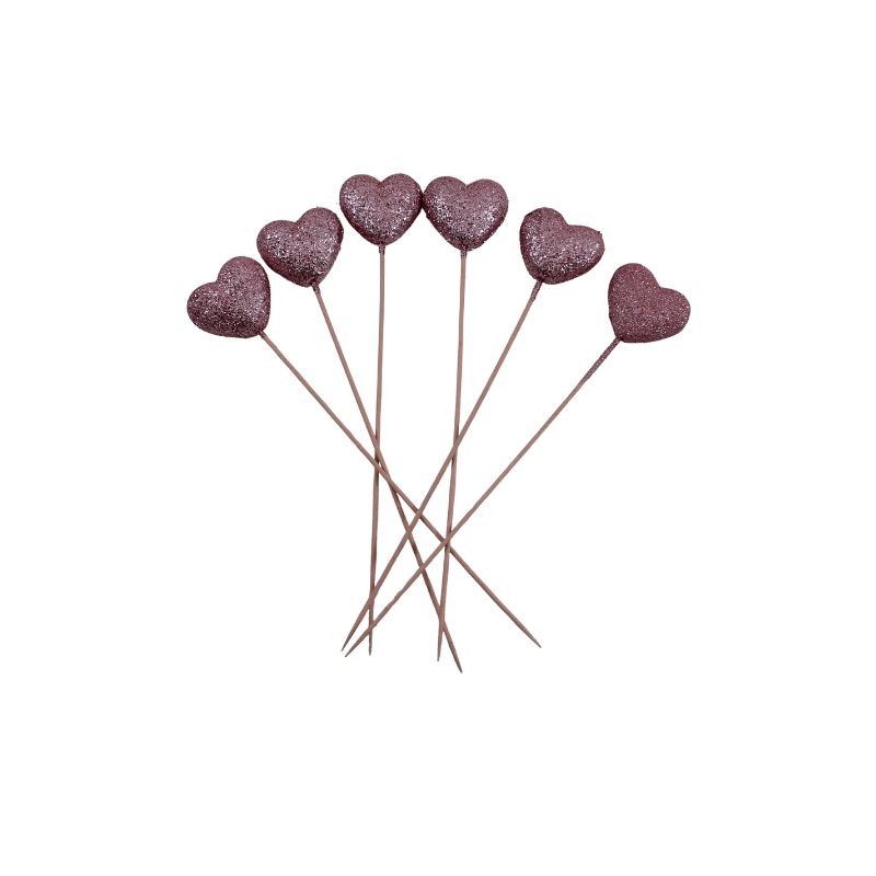 CORAZON PICK ROSA GLITTER 1.5 6PZS