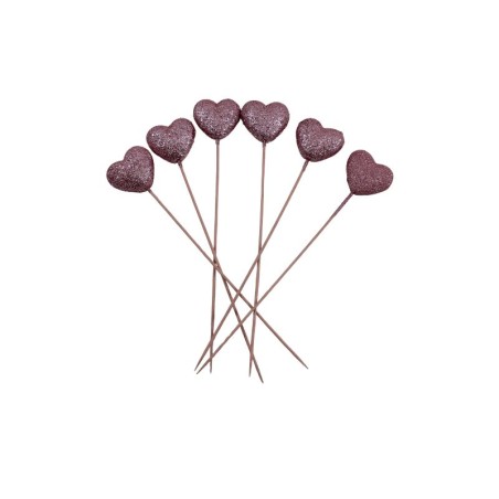 CORAZON PICK ROSA GLITTER 1.5 6PZS