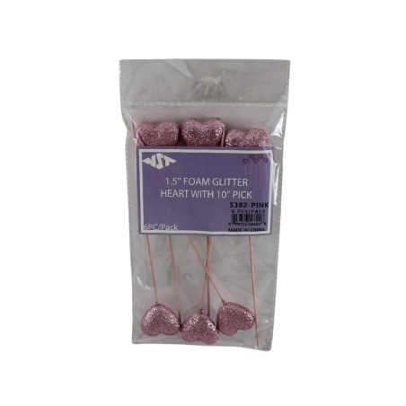 CORAZON PICK ROSA GLITTER 1.5 6PZS