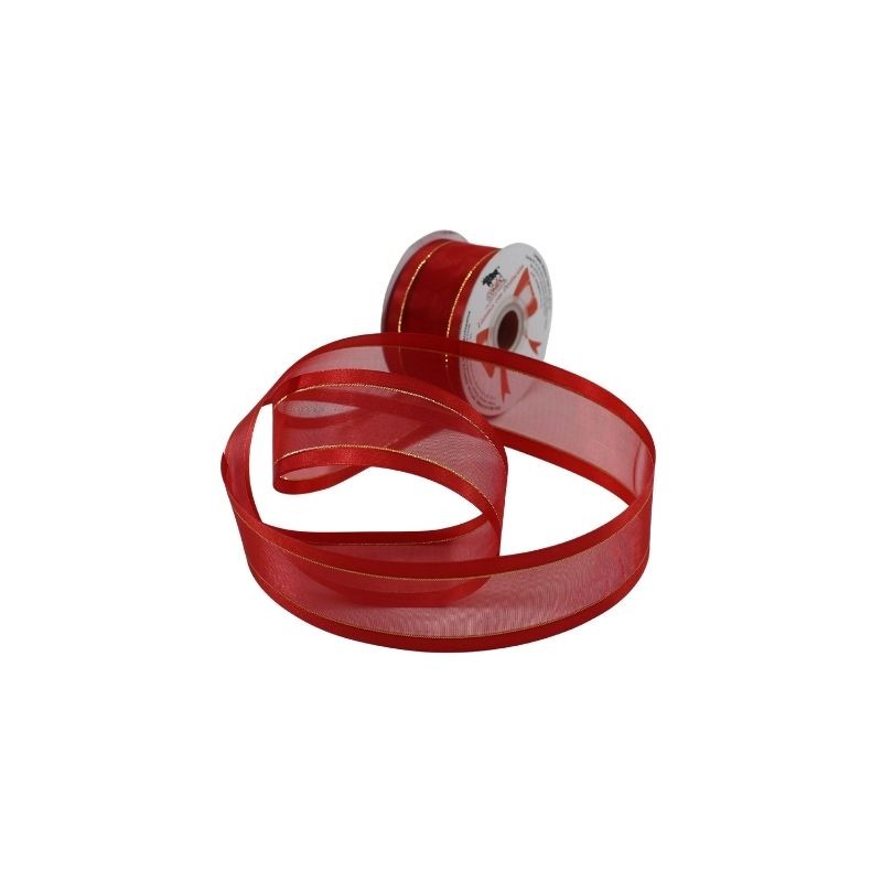 ORGANZA SATIN LUREX 9 ORO/ROJO