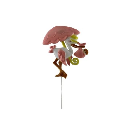 CIGUEÑA CON SOMBRILLA ROSA